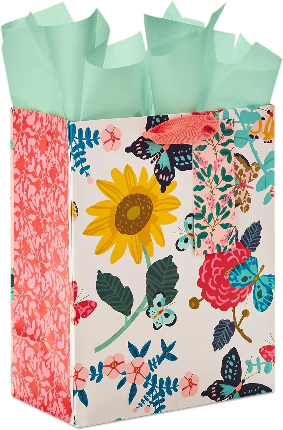 Hallmark 9" Medium Gift Bag with Tissue Paper (Bright Flowers) for Easter, Birthdays, Bridal Showers, Weddings, Baby Showers, Mother's Day