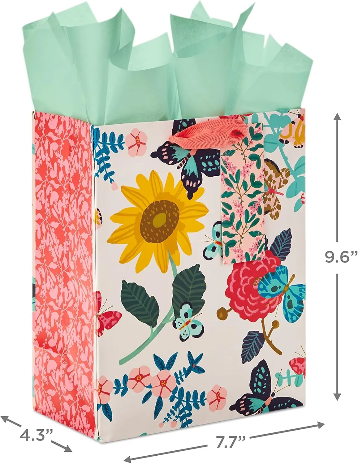 Hallmark 9" Medium Gift Bag with Tissue Paper (Bright Flowers) for Easter, Birthdays, Bridal Showers, Weddings, Baby Showers, Mother's Day