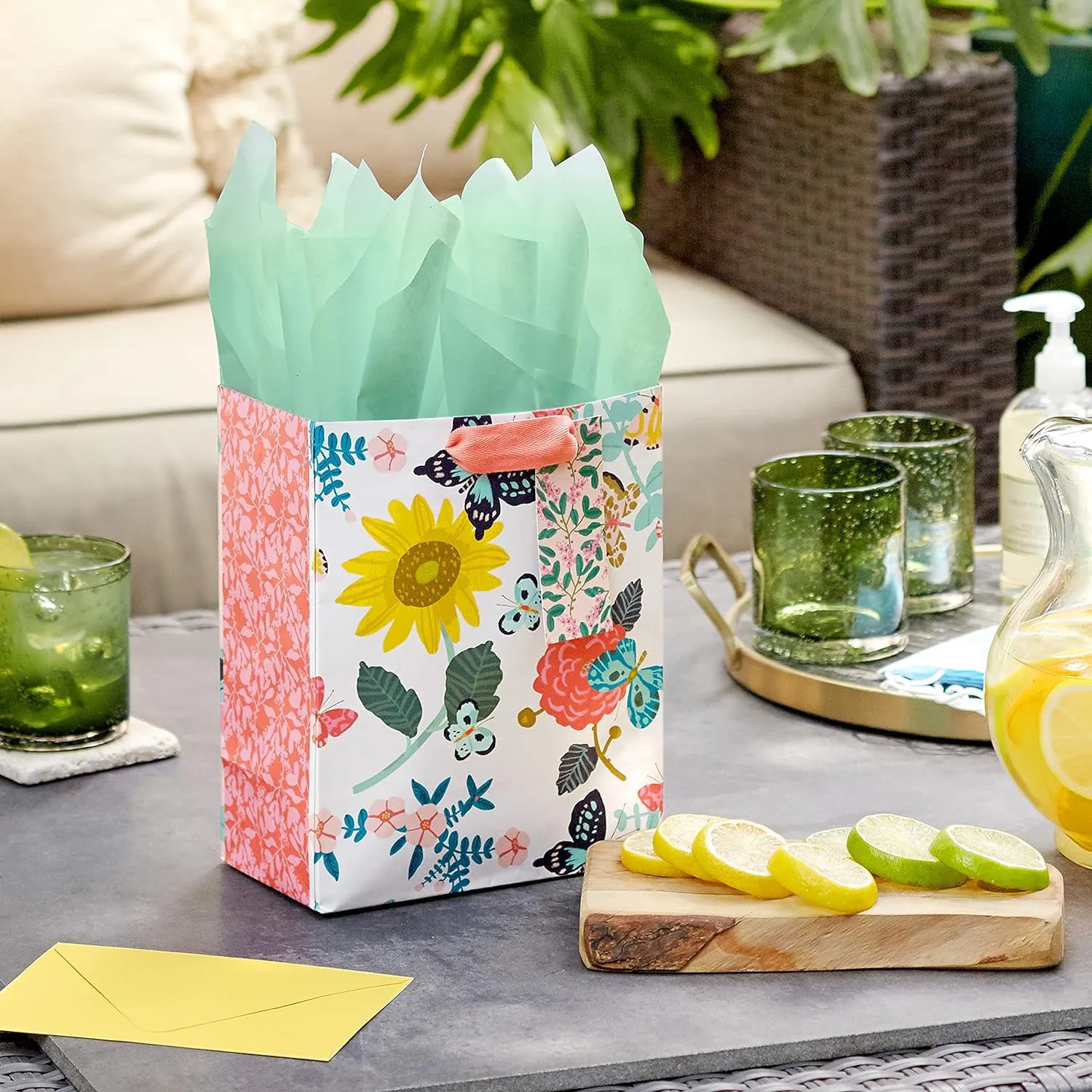 Hallmark 9" Medium Gift Bag with Tissue Paper (Bright Flowers) for Easter, Birthdays, Bridal Showers, Weddings, Baby Showers, Mother's Day
