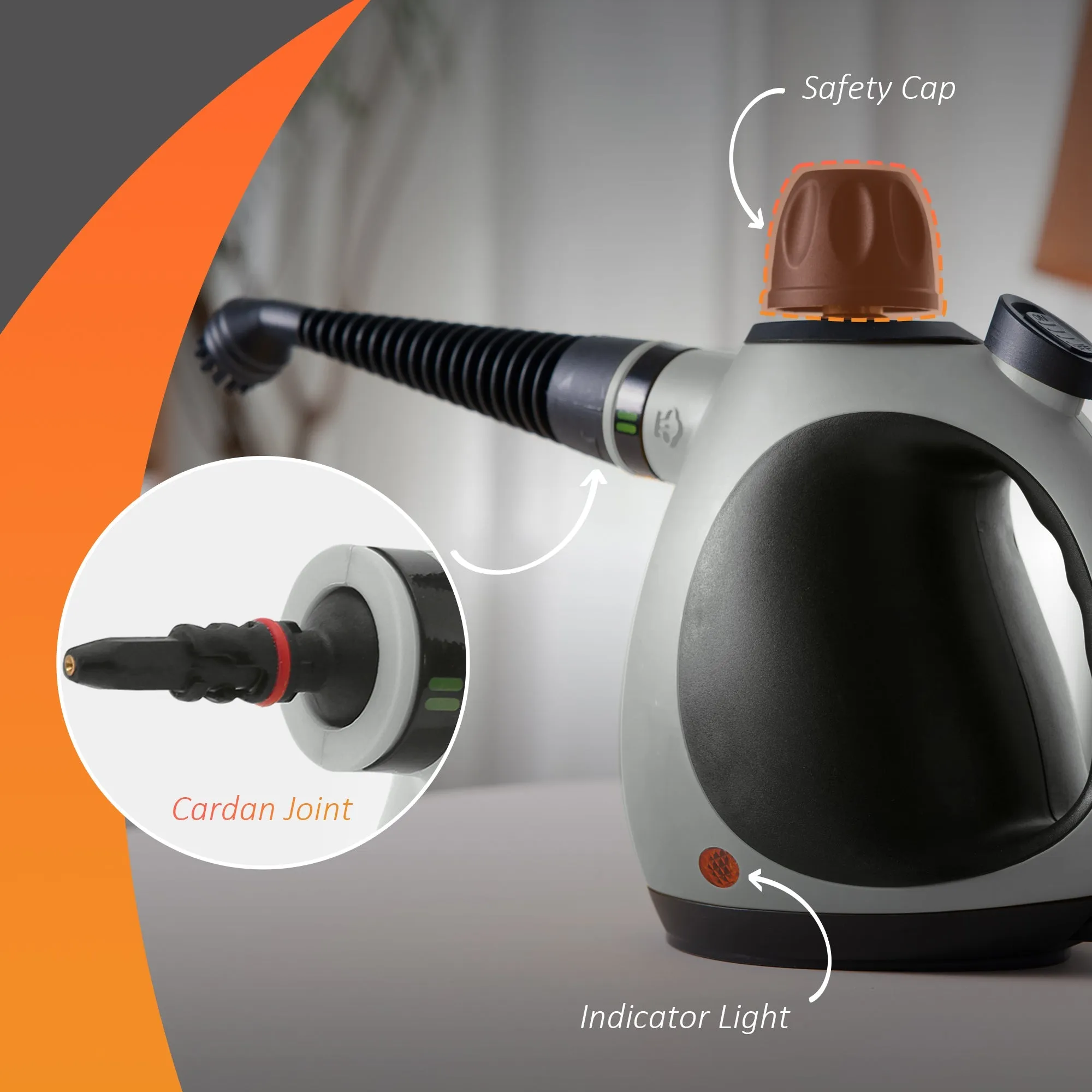 Handheld Steam Cleaner for Chemical Free Cleaning Portable Multi-purpose SteamerWith 9-Piece Accessory for Kitchen Bathroom Window