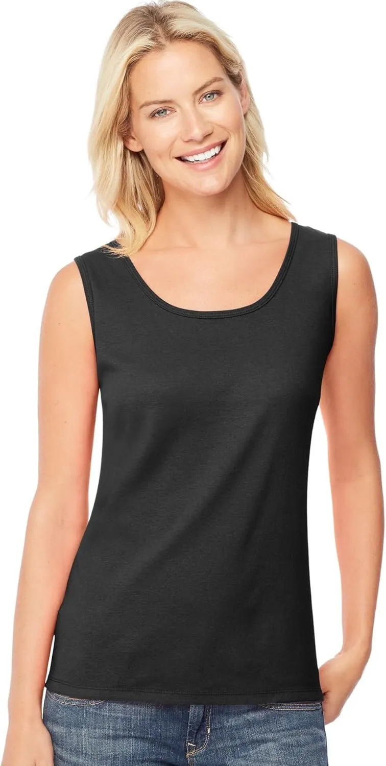 Hanes Women`s Mini-Ribbed Cotton Tank Set of 3