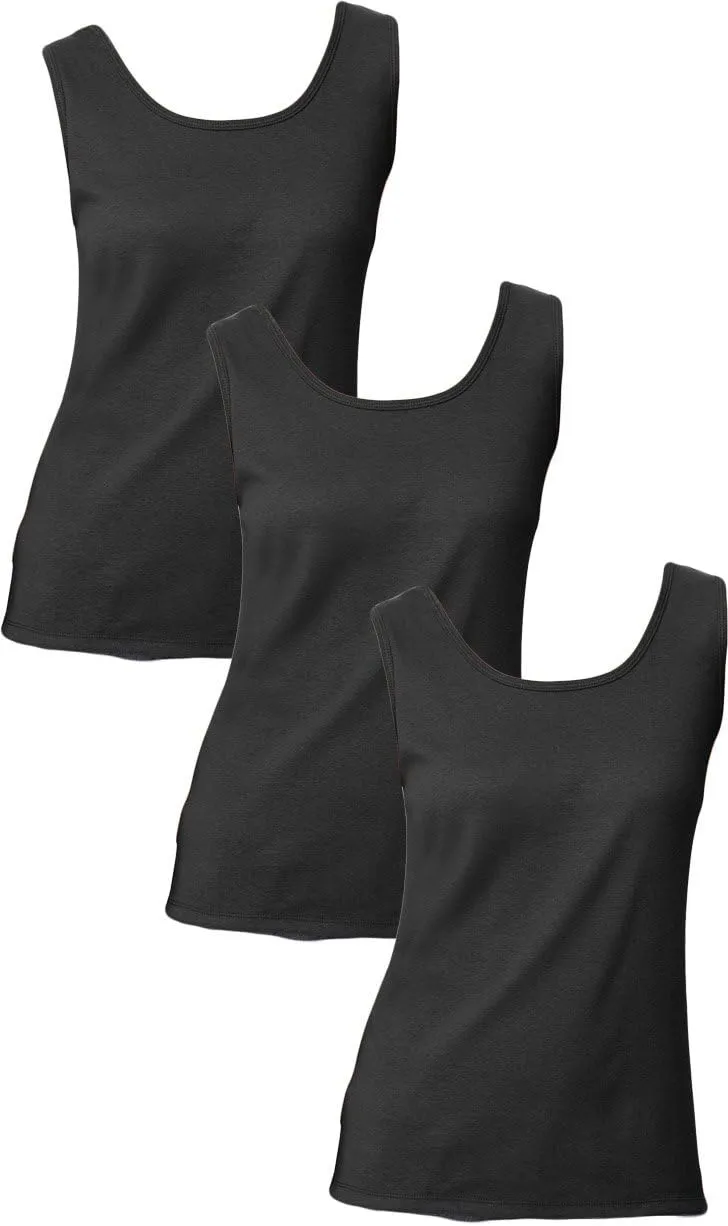 Hanes Women`s Mini-Ribbed Cotton Tank Set of 3