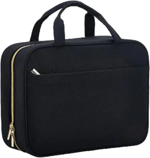 Hanging Toiletry Makeup Bag Hanging Cosmetcis Bag Compartment Lightweight Cosmetic Organizer Bag Makeup Travel Bag for Gift, Black, 30cmx11cmx22cm