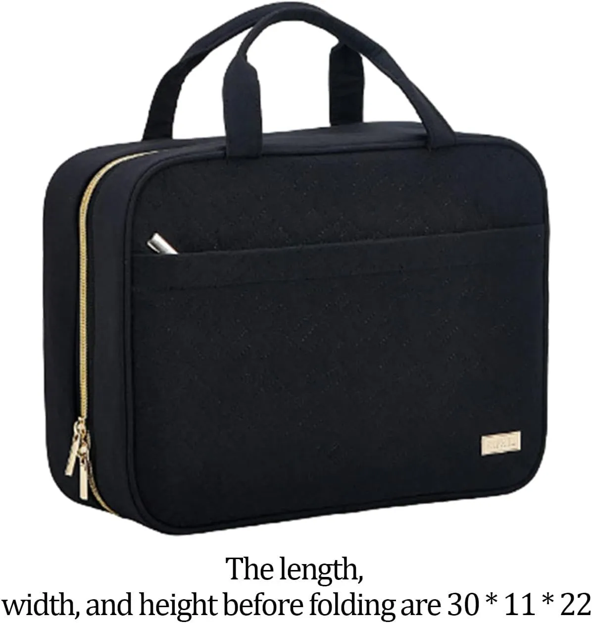 Hanging Toiletry Makeup Bag Hanging Cosmetcis Bag Compartment Lightweight Cosmetic Organizer Bag Makeup Travel Bag for Gift, Black, 30cmx11cmx22cm