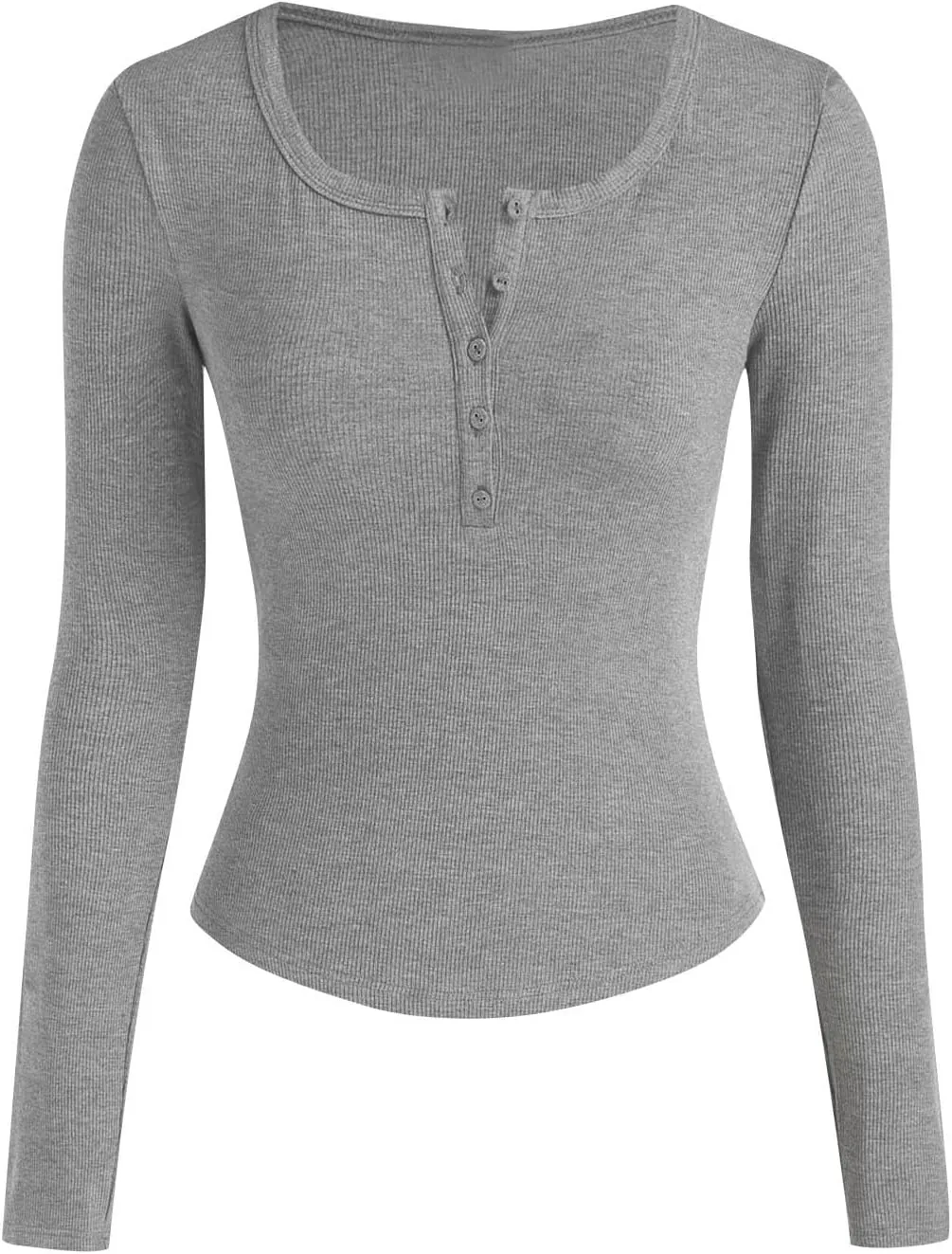 Henley Shirts for Women Long Sleeve Ribbed Knit Slim Fit Crop Tops 2024 Fall Casual Basic Tops Blouse Underscrubs