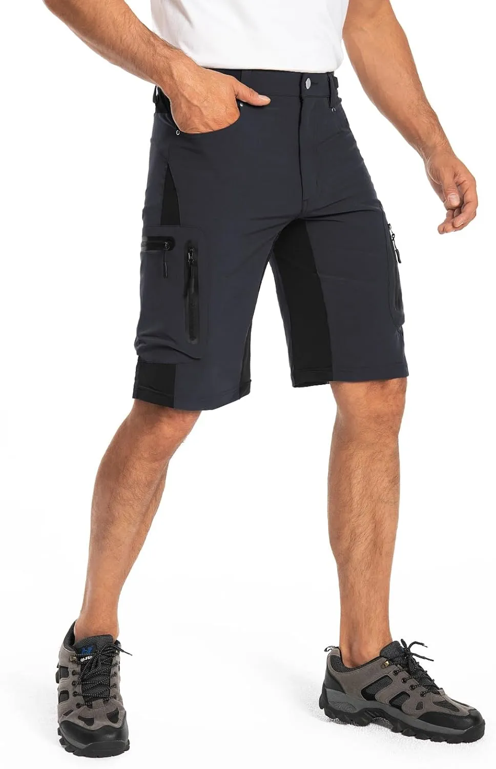 Hiauspor Mens Hiking Cargo Shorts Lightweight Water-Resistant Quick Dry Stretch for Casual Golf Fishing Tactical Bike Outdoor
