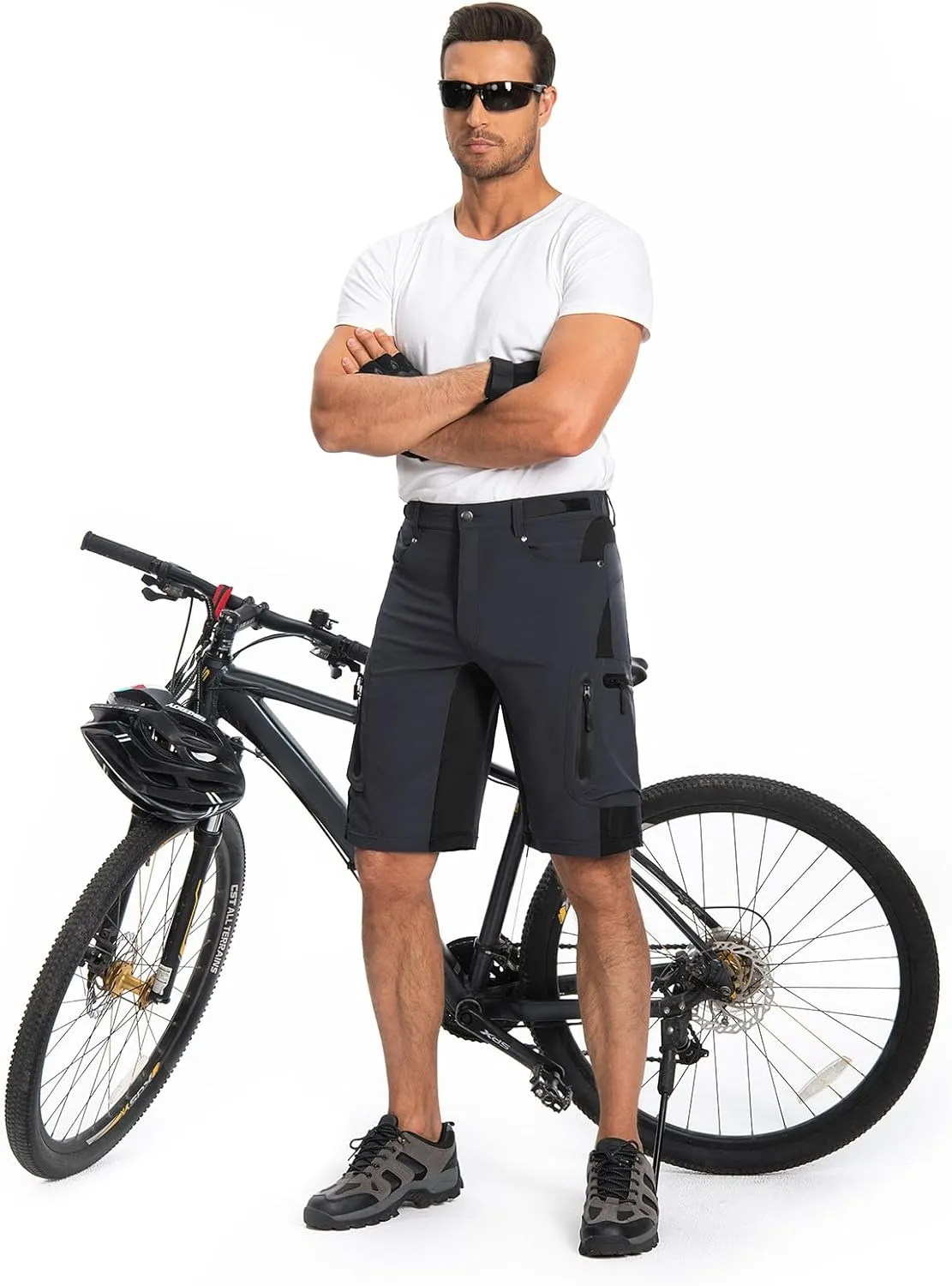 Hiauspor Mens Hiking Cargo Shorts Lightweight Water-Resistant Quick Dry Stretch for Casual Golf Fishing Tactical Bike Outdoor