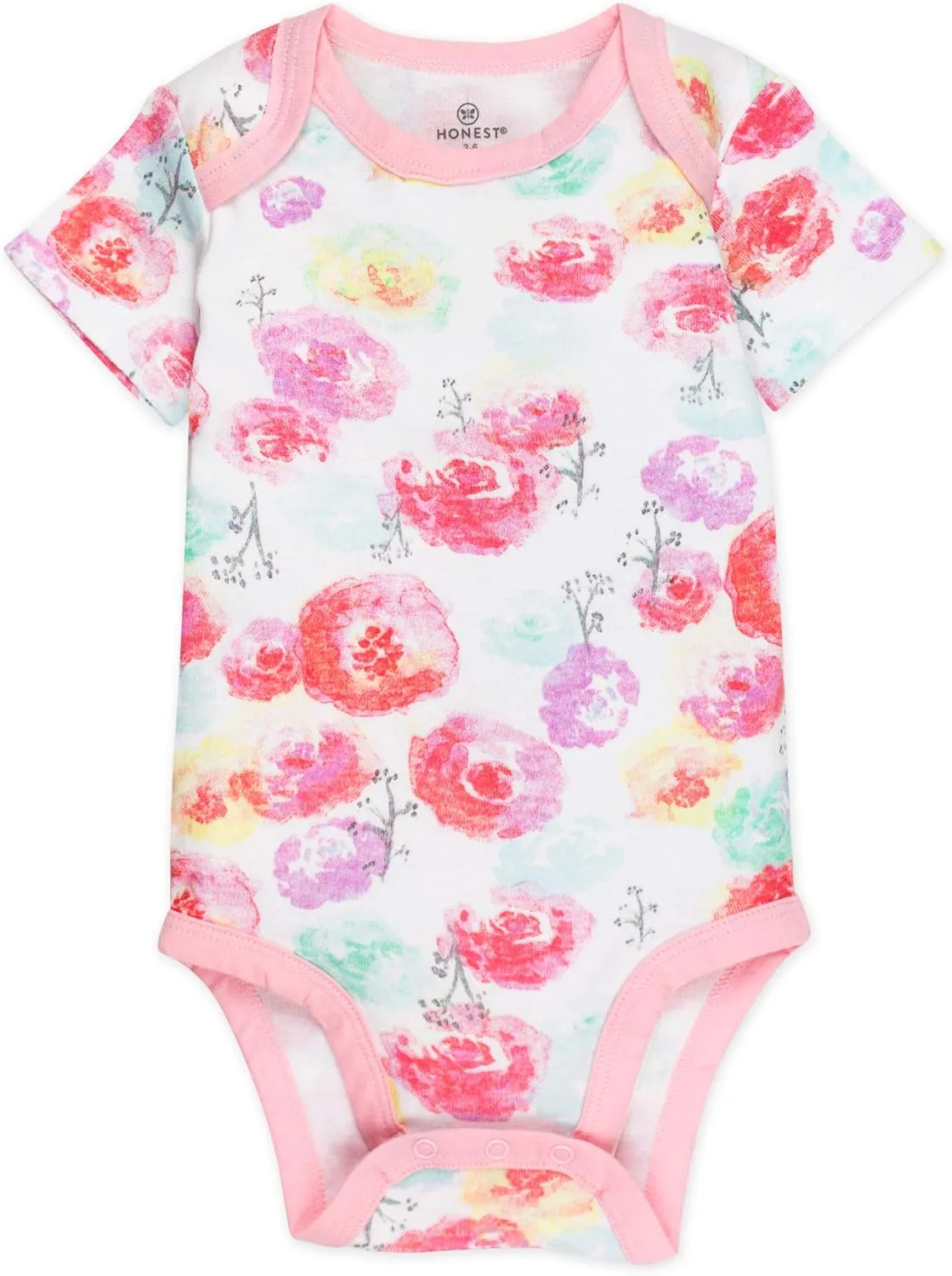 HonestBaby baby-girls 5-pack Short Sleeve Bodysuits One-piece 100% Organic Cotton for Infant Baby Girls