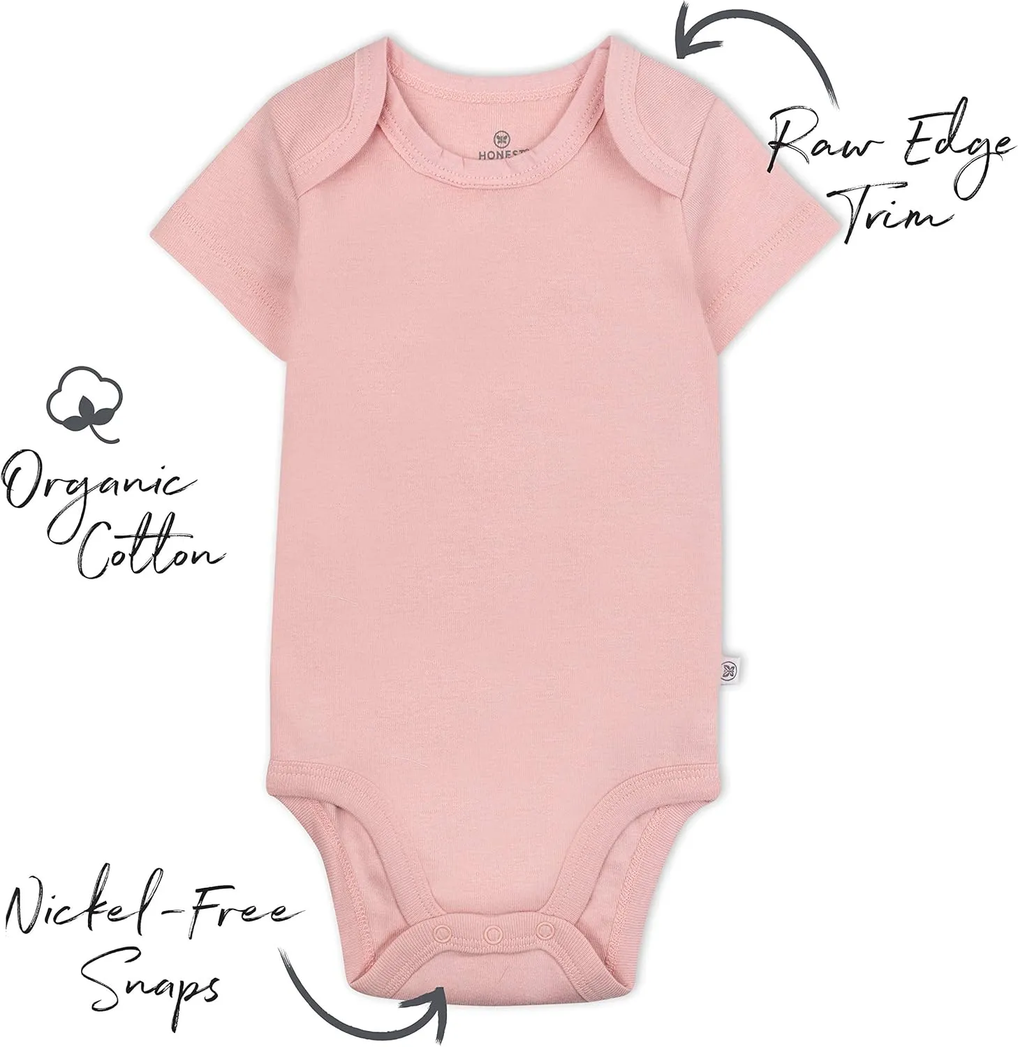 HonestBaby baby-girls 5-pack Short Sleeve Bodysuits One-piece 100% Organic Cotton for Infant Baby Girls