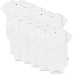 HonestBaby unisex-baby 10-pack Short Sleeve Bodysuits One-piece 100% Organic Cotton for Infant Baby Boys, Girls