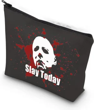 Horror Movie Lover Gift Slay Today Horror Club Scary Movie Fans Zipper Pouch Makeup Bag(Slay Today)