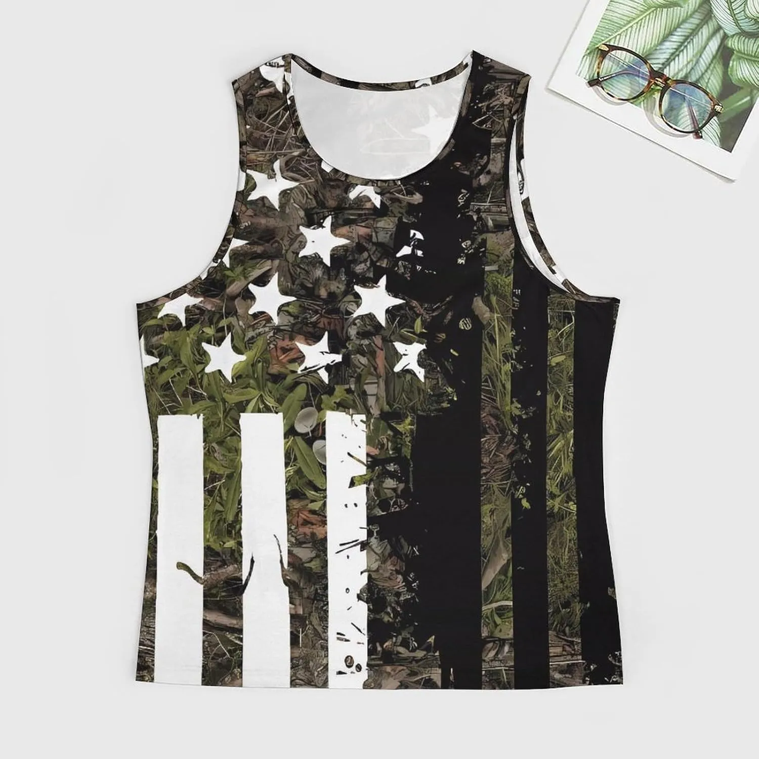 HOTYD American Flag Tank Tops Men Patriotic Tank Tops for Men 3D Print Summer Casual Quick Dry Sleeveless Muscle Shirts