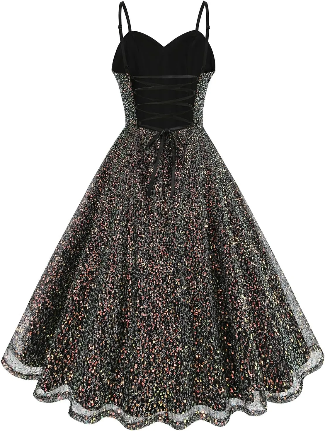 IWEMEK Women's Glitter Sequin Dress Spaghetti Strap Sparkle Party Dress Sparkly Homecoming Dress Short Wedding Cocktail Dress