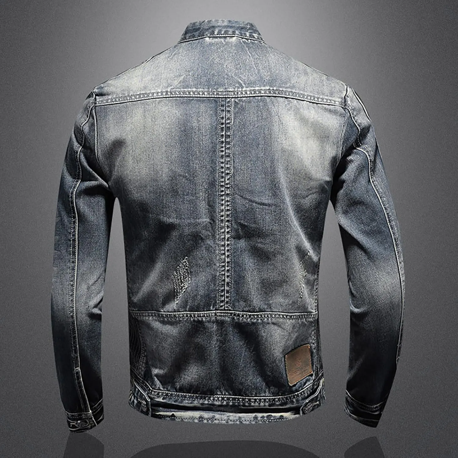 Jean Jacket for Men Slim Fit Vintage Washed Denim Jacket Coat Long Sleeve Teen Boys Hip Hop Rock Motorcycle Jackets