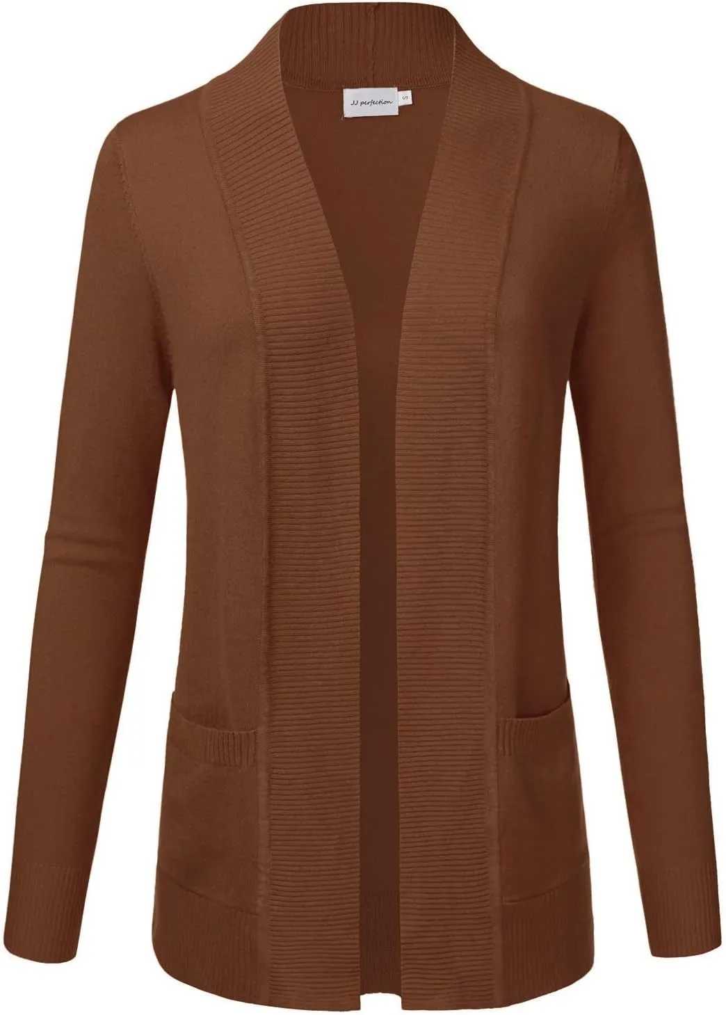 JJ Perfection Casual Open Front Knit Cardigan Long Sleeve with Side Pockets Basic Sweater Jackets for Womens with Plus Size