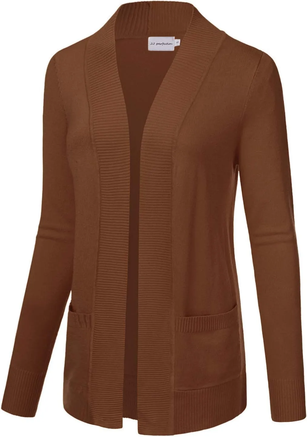 JJ Perfection Casual Open Front Knit Cardigan Long Sleeve with Side Pockets Basic Sweater Jackets for Womens with Plus Size