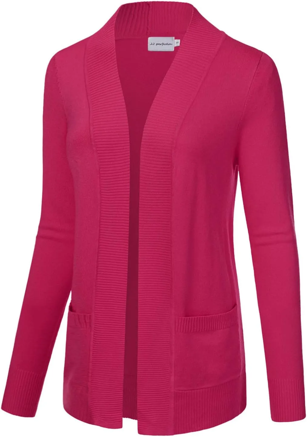 JJ Perfection Casual Open Front Knit Cardigan Long Sleeve with Side Pockets Basic Sweater Jackets for Womens with Plus Size