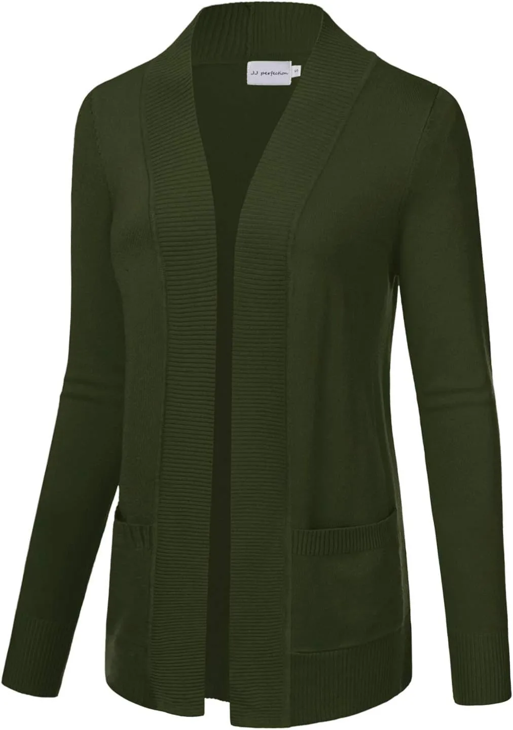 JJ Perfection Casual Open Front Knit Cardigan Long Sleeve with Side Pockets Basic Sweater Jackets for Womens with Plus Size
