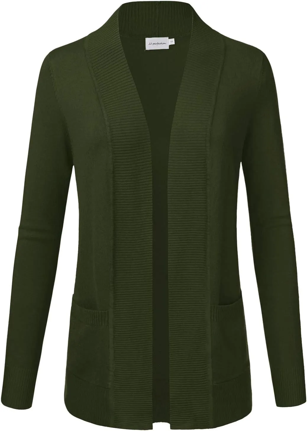 JJ Perfection Casual Open Front Knit Cardigan Long Sleeve with Side Pockets Basic Sweater Jackets for Womens with Plus Size