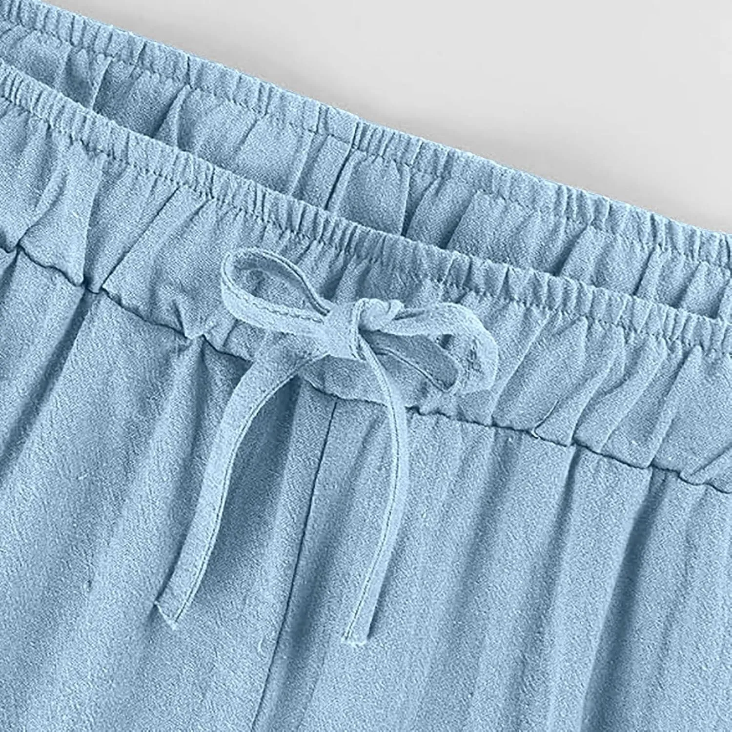jovati Wide Leg Casual Pants for Womens Straight Leg High Waist Trousers Boho Cotton Linen Flowy Palazzo Pants