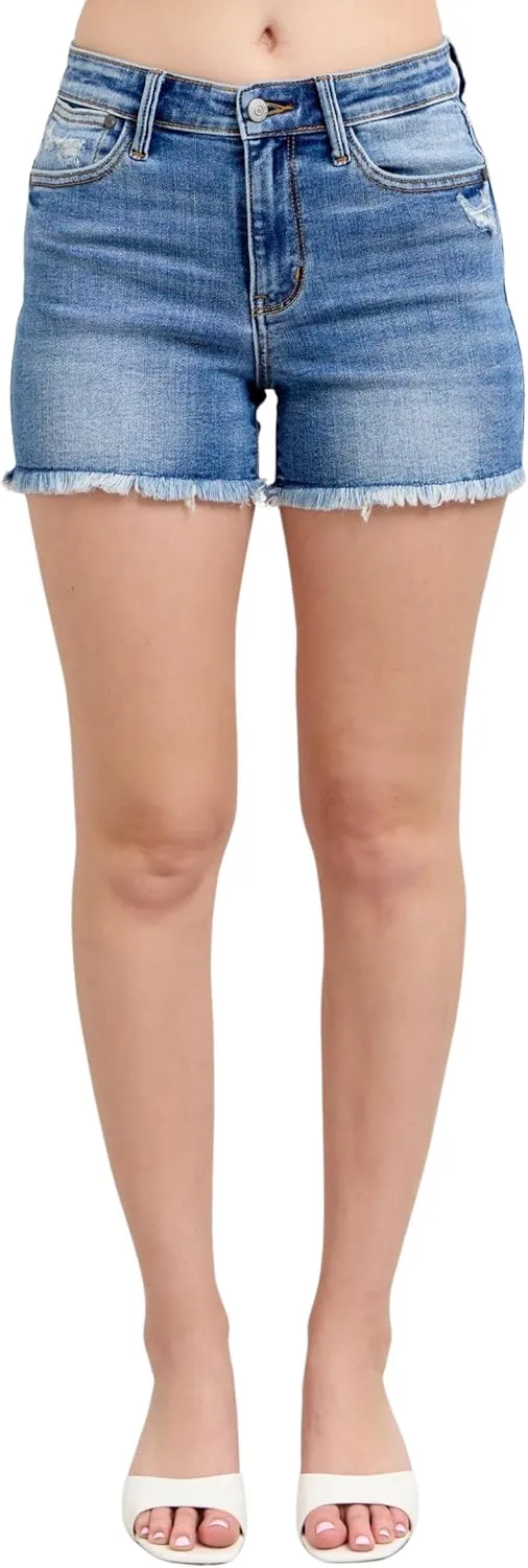 Judy Blue High Waist Vintage Wash Fray Hem Shorts