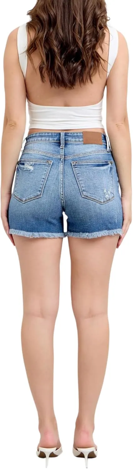 Judy Blue High Waist Vintage Wash Fray Hem Shorts