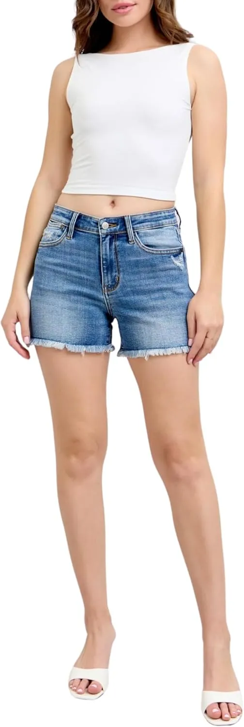 Judy Blue High Waist Vintage Wash Fray Hem Shorts
