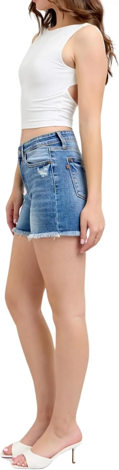 Judy Blue High Waist Vintage Wash Fray Hem Shorts