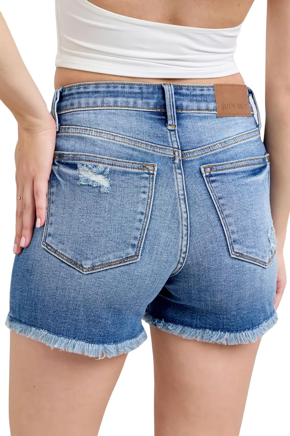 Judy Blue High Waist Vintage Wash Fray Hem Shorts