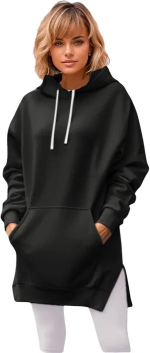 Kapley The Warmy Oversized Hoodie Dress Women, First Ones Oversized Hoodies, Women's Casual Long Sleeve Split Hem with Pocket