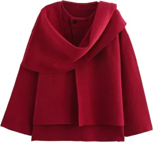 Kissonic Women's Oversized Scarf Jacket Shawl Wraps Knit Long Sleeve Button Winter Peacoat