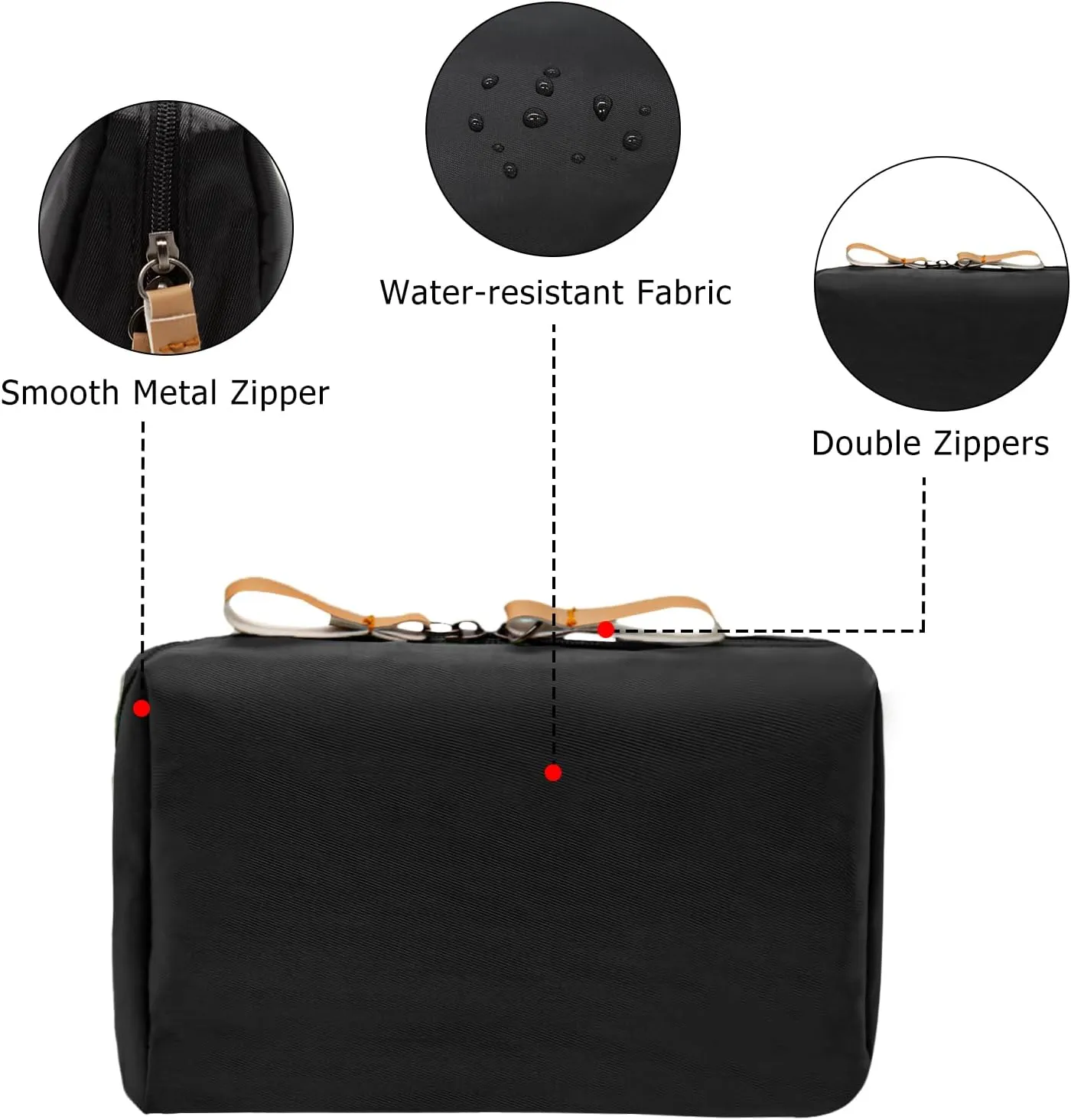 Long Keeper Small Cosmetic Bag Women Water Resistant Make Up Bag Cute Mini Travel Makeup Organizer Bag Portable Toiletry Bag (Black and Red)