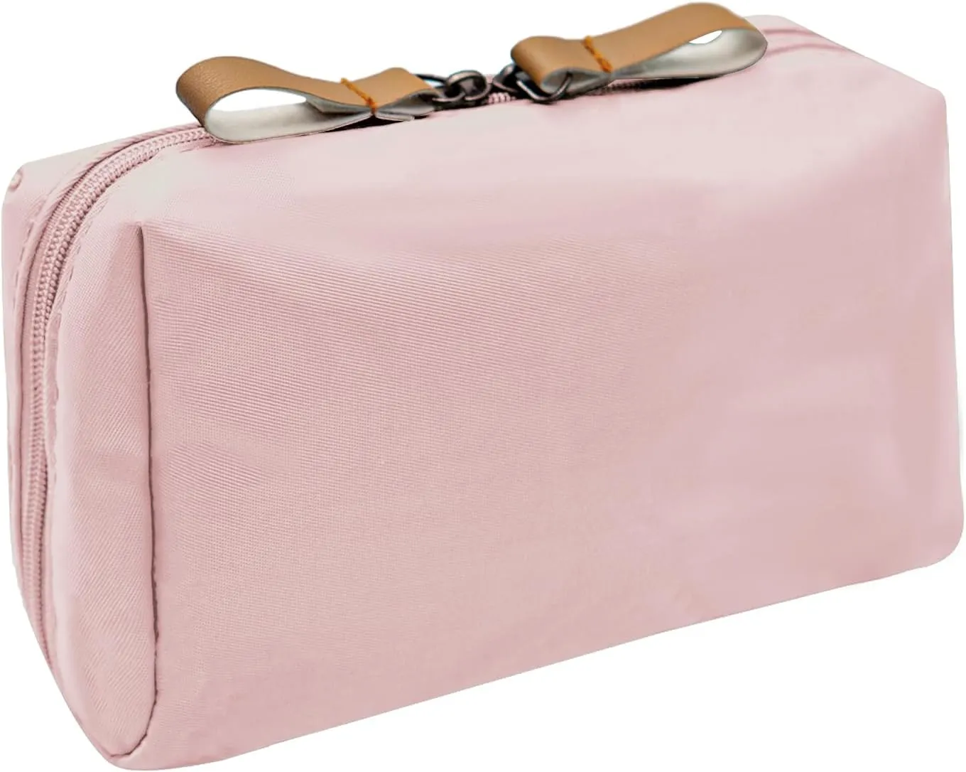 Long Keeper Small Cosmetic Bag Women Water Resistant Make Up Bag Cute Mini Travel Makeup Organizer Bag Portable Toiletry Bag (Pink)