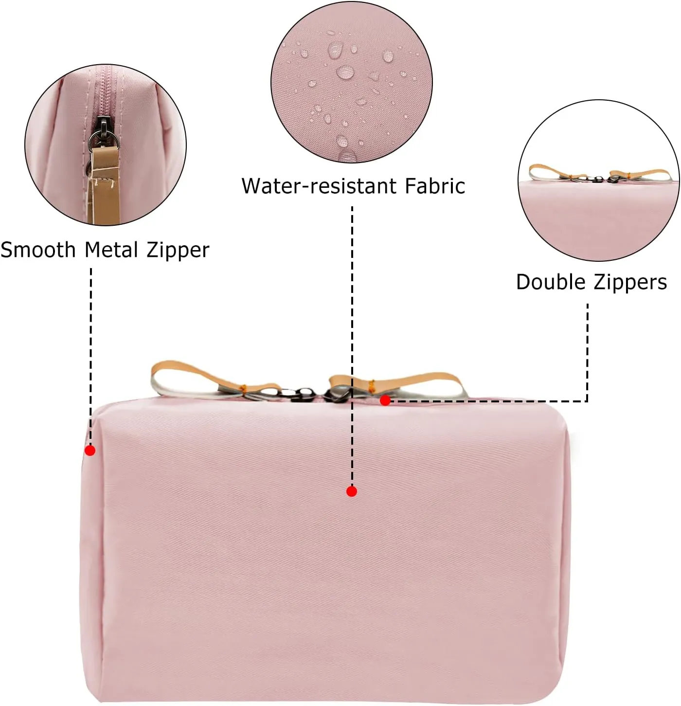 Long Keeper Small Cosmetic Bag Women Water Resistant Make Up Bag Cute Mini Travel Makeup Organizer Bag Portable Toiletry Bag (Pink)