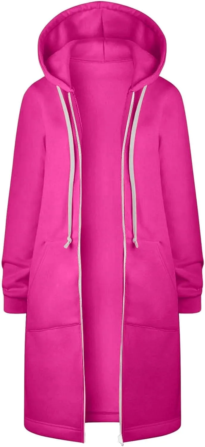 Long Sweatshirts For Women To Wear With Leggings Zip Up Hoodie Lightweight Oversized Jackets 2025 Coat with Pockets