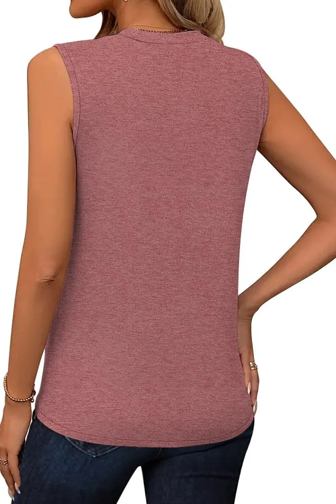 Magritta Womens 2025 Trendy Summer Tank Tops Casual Round Neck Sleeveless Shirts Pleated Work Blouse for Women Dressy
