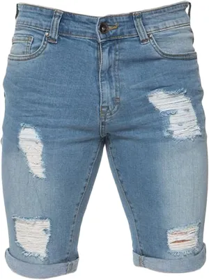 Maiyifu-GJ Men's Slim Fit Ripped Jeans Short Distressed Washed Straight Denim Short-Pant Fashion Stretch Jean Shorts