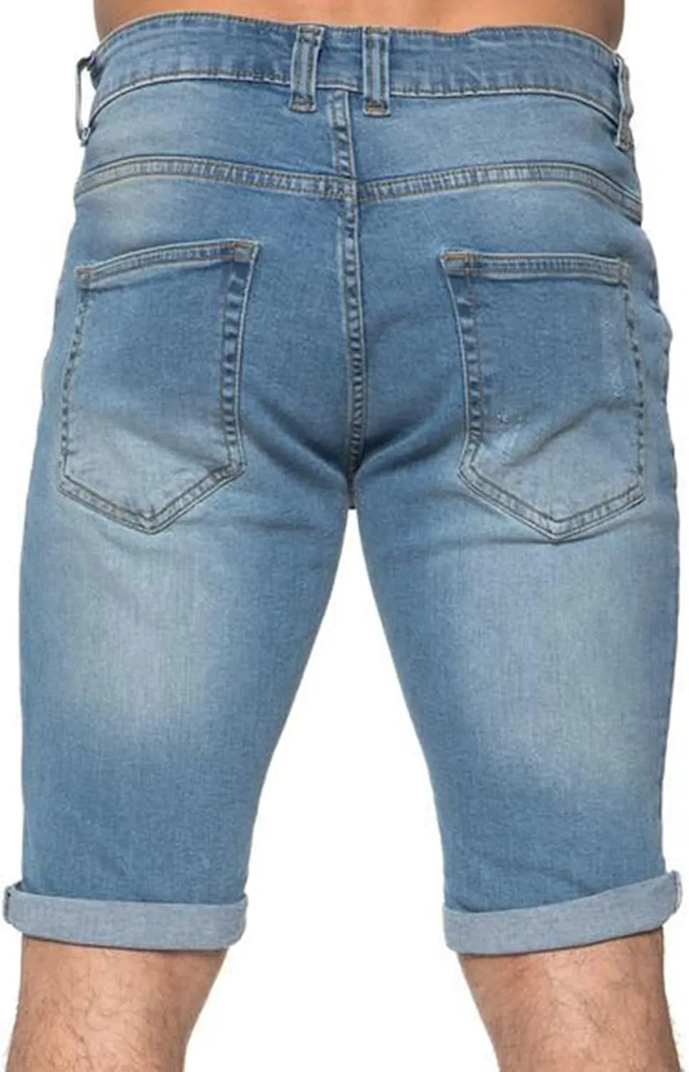 Maiyifu-GJ Men's Slim Fit Ripped Jeans Short Distressed Washed Straight Denim Short-Pant Fashion Stretch Jean Shorts