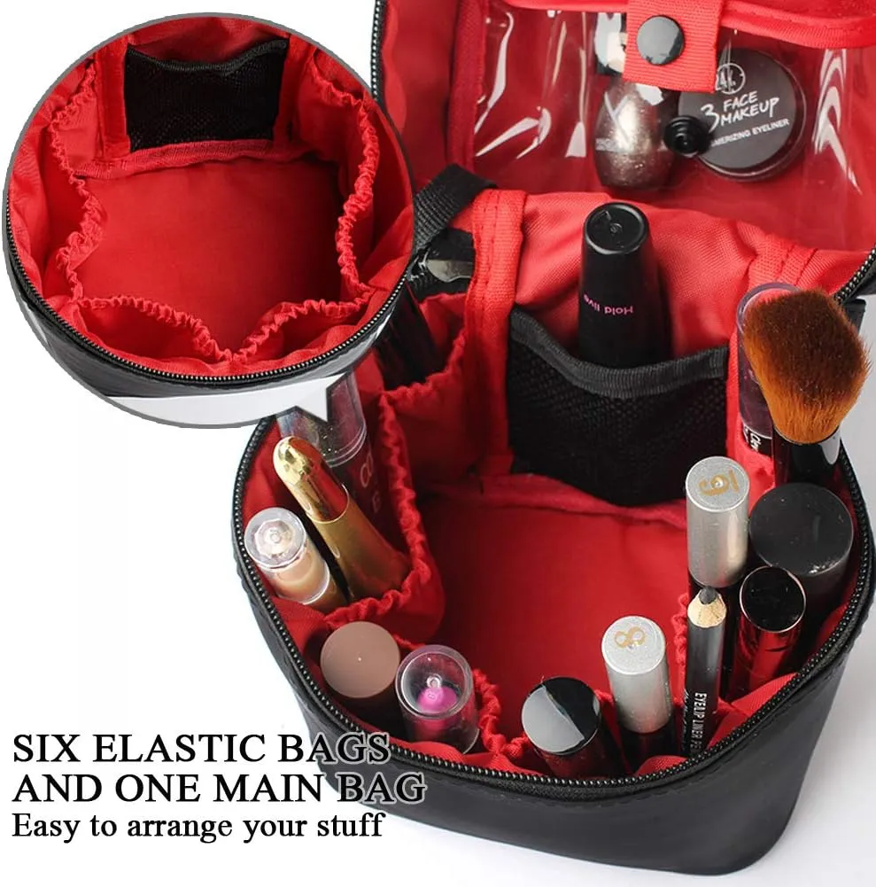 Makeup Bag Travel Cosmetic Bag Small Makeup Brush Holder Organizer Cute Portable Artist Toiletry Storage Bag Cosmetics Case for Women Girls,Black