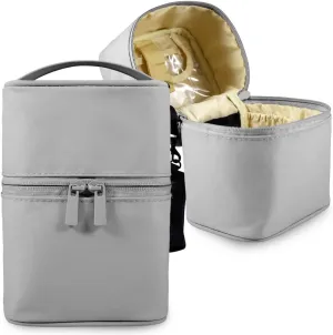 Makeup Bag Travel Cosmetic Bag Small Makeup Brush Holder Organizer Cute Portable Artist Toiletry Storage Bag Cosmetics Case for Women Girls,Gray