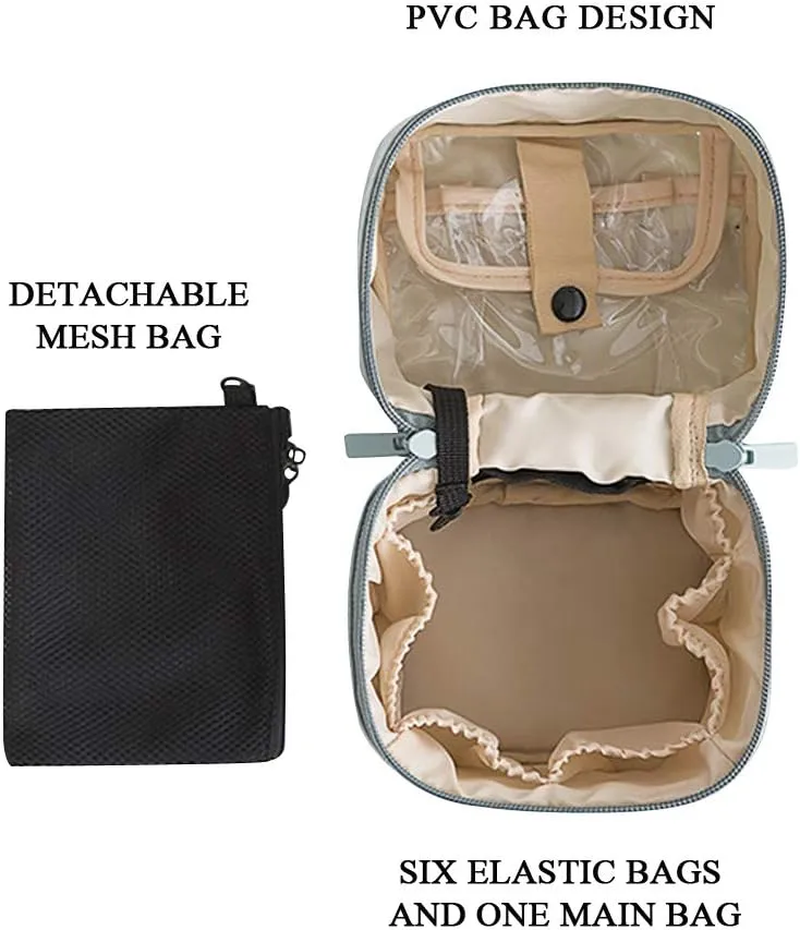 Makeup Bag Travel Cosmetic Bag Small Makeup Brush Holder Organizer Cute Portable Artist Toiletry Storage Bag Cosmetics Case for Women Girls,Gray
