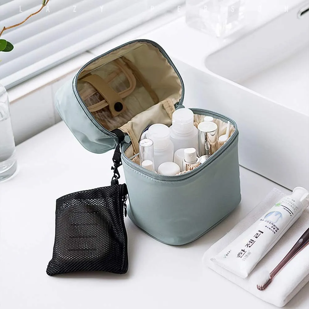 Makeup Bag Travel Cosmetic Bag Small Makeup Brush Holder Organizer Cute Portable Artist Toiletry Storage Bag Cosmetics Case for Women Girls,Gray
