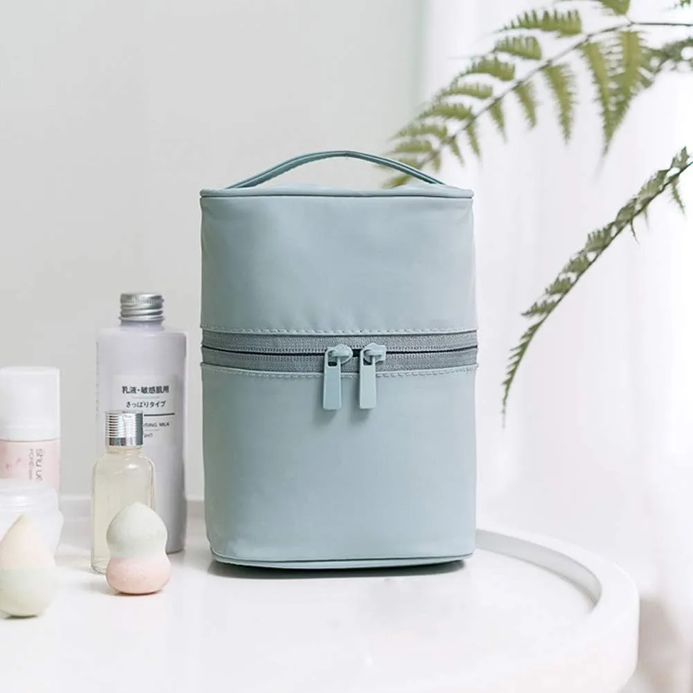 Makeup Bag Travel Cosmetic Bag Small Makeup Brush Holder Organizer Cute Portable Artist Toiletry Storage Bag Cosmetics Case for Women Girls,Gray