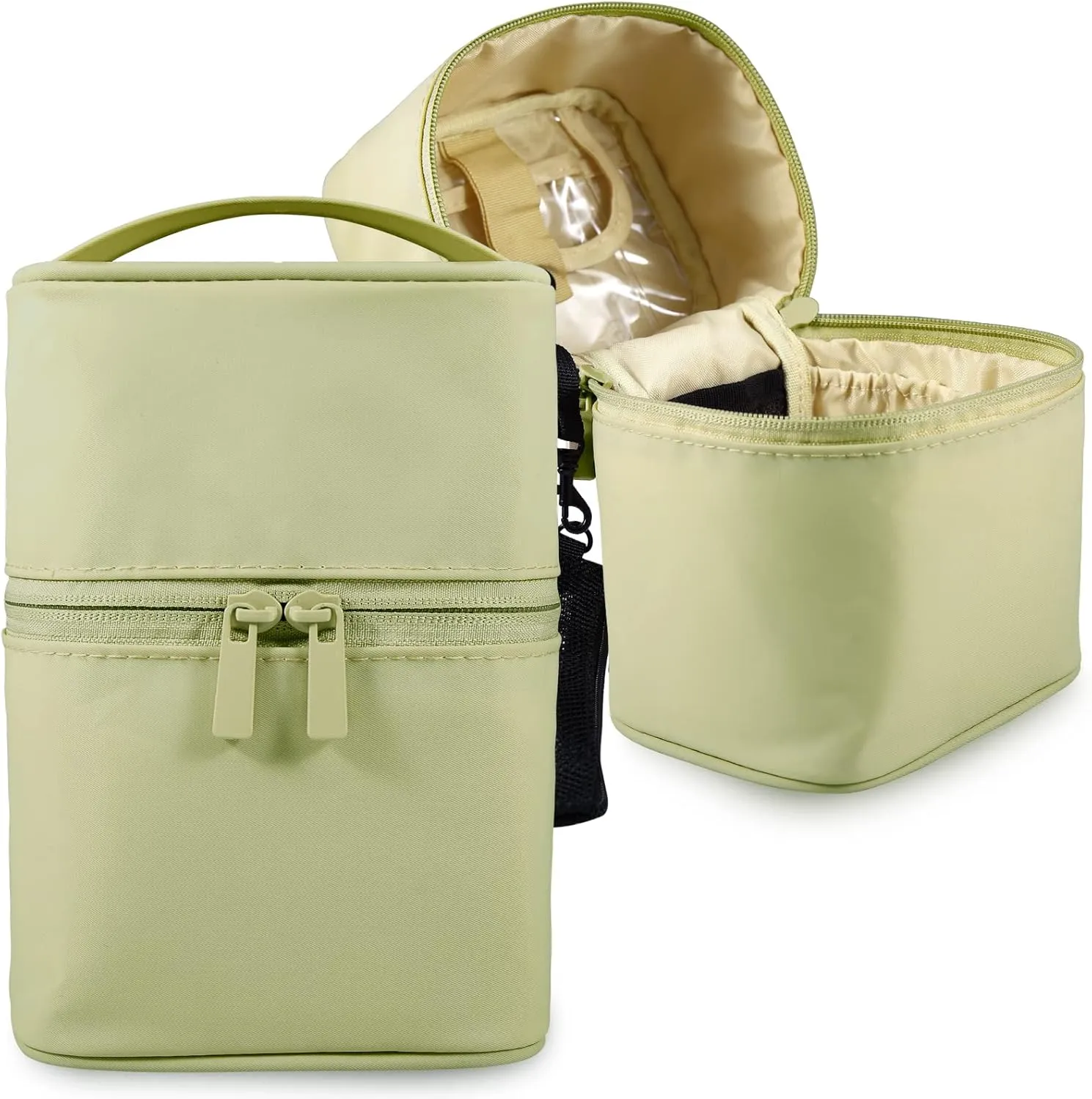 Makeup Bag Travel Cosmetic Bag Small Makeup Brush Holder Organizer Cute Portable Artist Toiletry Storage Bag Cosmetics Case for Women Girls(Green)