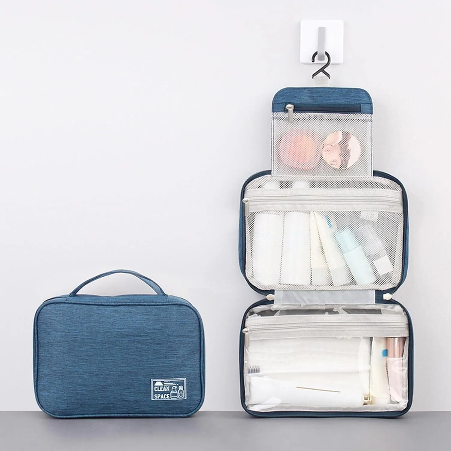 Makeup Carrying Case for Teens Toiletry Bag Travel Makeup Cosmetic Bag Large Hanging Toiletry Bag Storage with 3 Compartments Travel Organizer for Men and Women