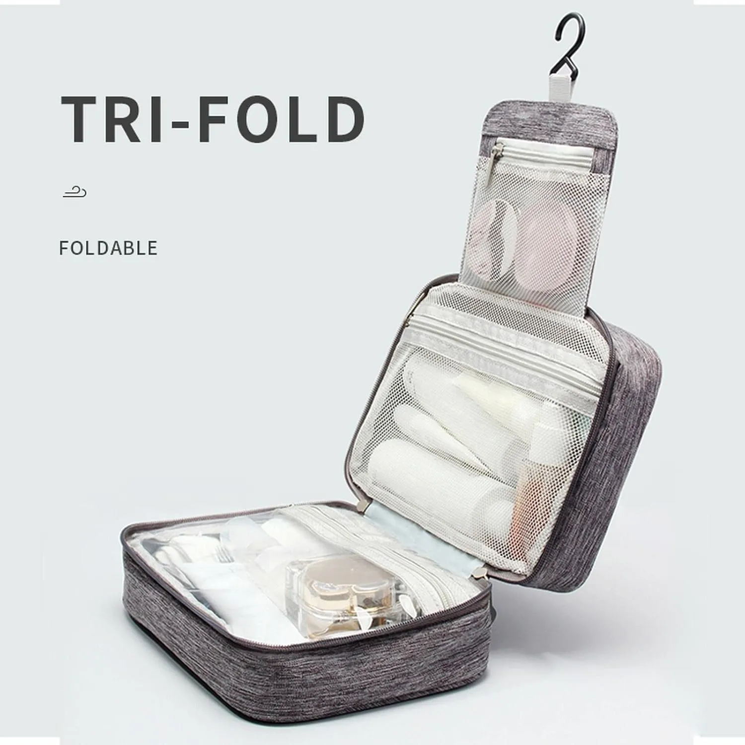 Makeup Carrying Case for Teens Toiletry Bag Travel Makeup Cosmetic Bag Large Hanging Toiletry Bag Storage with 3 Compartments Travel Organizer for Men and Women