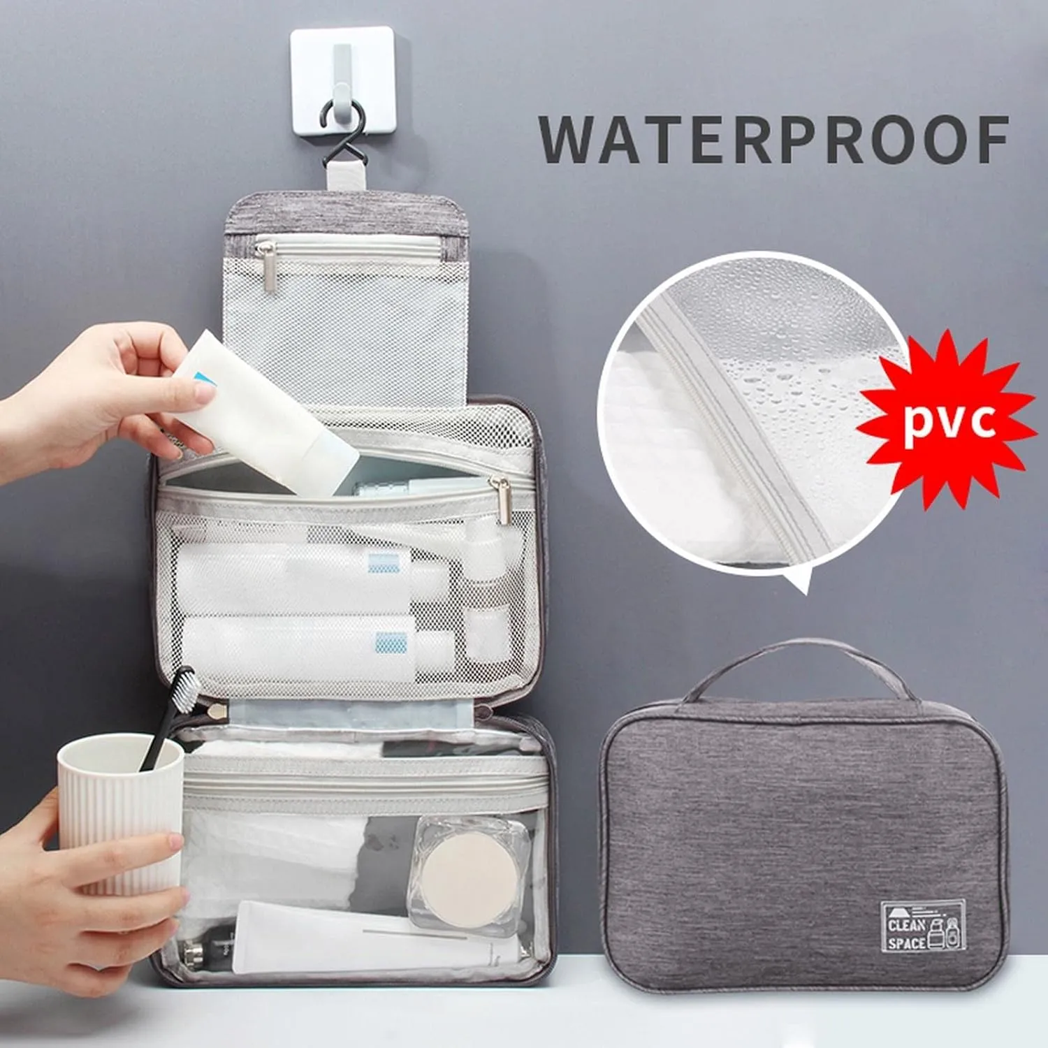 Makeup Carrying Case for Teens Toiletry Bag Travel Makeup Cosmetic Bag Large Hanging Toiletry Bag Storage with 3 Compartments Travel Organizer for Men and Women