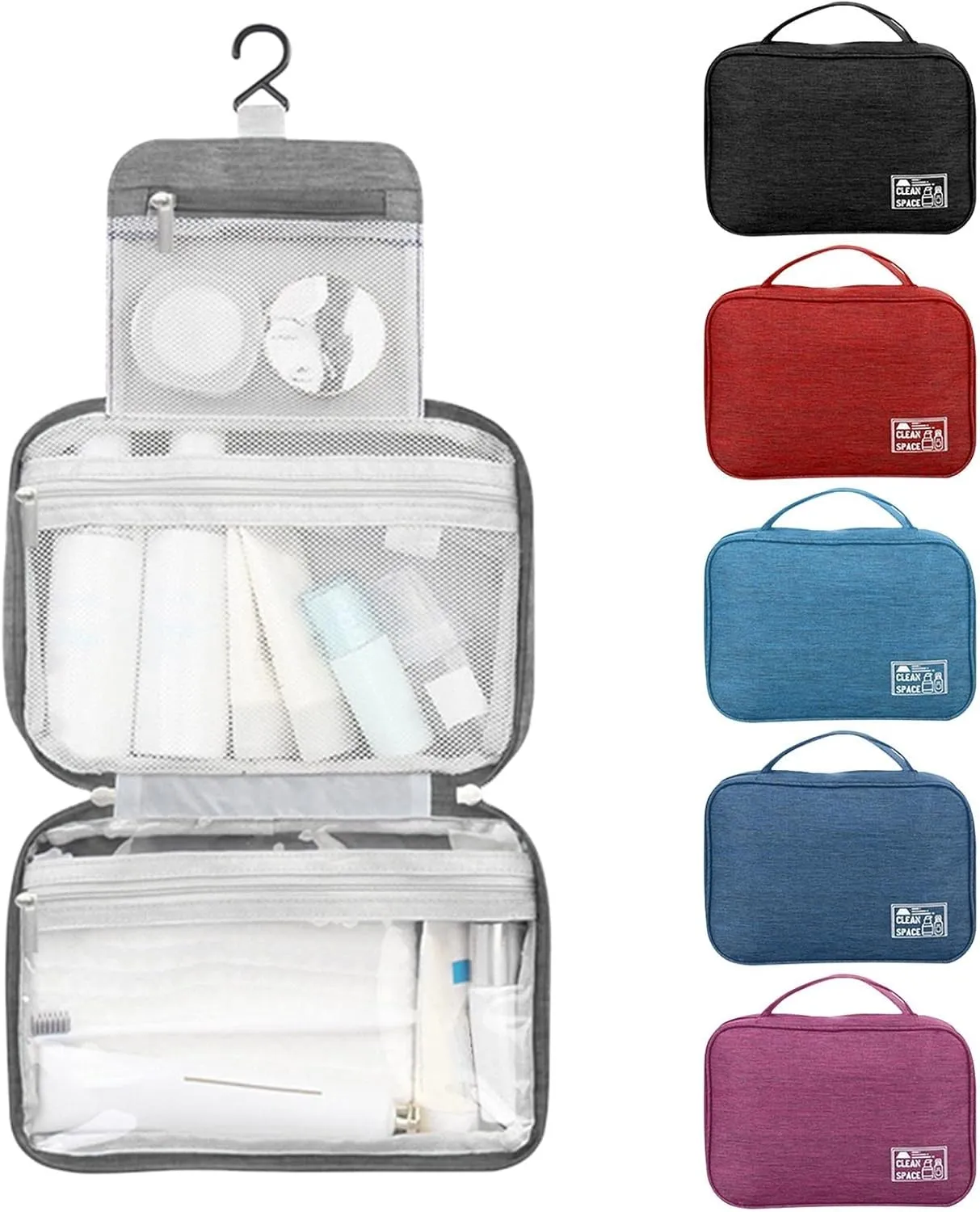 Makeup Carrying Case for Teens Toiletry Bag Travel Makeup Cosmetic Bag Large Hanging Toiletry Bag Storage with 3 Compartments Travel Organizer for Men and Women