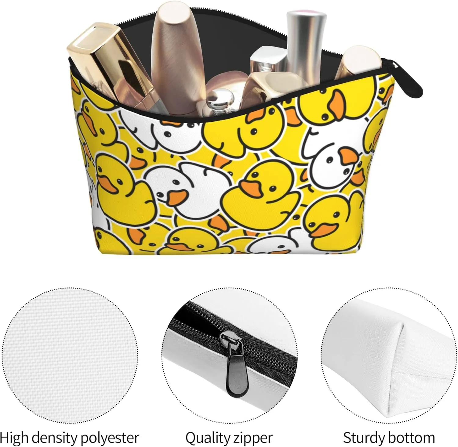 Makeup Pouch Large Capacity for Pen Pencil Cosmetic Storage, Fashion Cosmetic Tools Holder Bag Ideal Gift for Women, Compatible with Cute Rubber Duck Makeup Bags