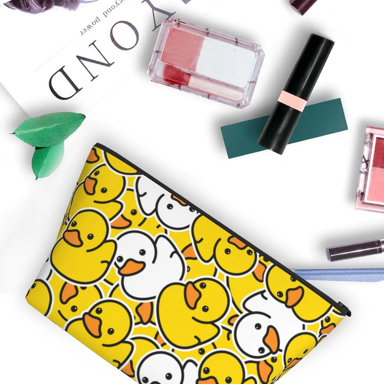 Makeup Pouch Large Capacity for Pen Pencil Cosmetic Storage, Fashion Cosmetic Tools Holder Bag Ideal Gift for Women, Compatible with Cute Rubber Duck Makeup Bags